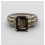 Sterling Smoky Quartz Ring Sz 7 Tw 5.0g