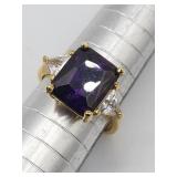 Vintage Seta Purple & Cz Statement Ring Sz 8