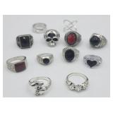 12 Costume Fashion Rings Assorted Sizes Mostly