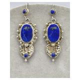 Sterling Blue Stone Pierced Earrings Tw 10.3