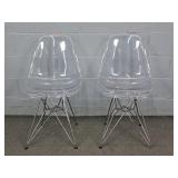 2x The Bid Sturdy Metal Framed Acrylic Chairs