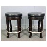 2x The Bid Swivel Uphol. Solid Wood Bar Stools