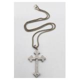 Sterling 15in Cross Necklace Tw 6.0g