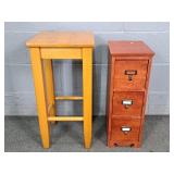 2x The Bid Tall Solid Wood Stand & 3 Drawer Stor.