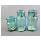 3 Pc Vintage Ball Ideal Blue Jars