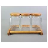 3 Pc Canister Set W/ Wood Stand