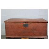 Painted Antique Blanket Chest W/ Forged Hdwre.