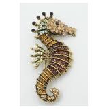 Sparkling Rhinestone Seahorse Brooch Pin