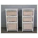 2x The Bid 3 Drawer Wood Framed Stands