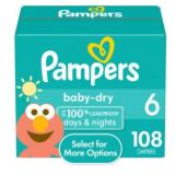 PAMPERS BABY-DRY SIZE 6 108 EACH