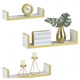 MDESIGN 3PCS U-SHAPED FLOATING WALL SHELVES,