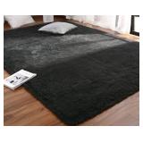 SOFT BLACK AREA RUG, 84X58IN