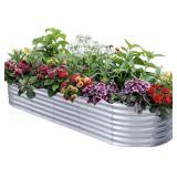 DLANDHOME GALVANIZED RAISED GARDEN BED, SILVER,