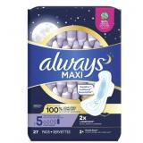 ALWAYS MAXI OVERNIGHT PADS WITH WINGS FOR WOMEN,