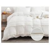 BEDBAY QUEEN 3PCS COMFORTER SET, WHITE