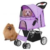 FLEXZION PET STROLLER POLKA DOT PURPLE FOR DOGS