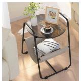 JOOLESER 2-TIER ROUND SIDE TABLE,