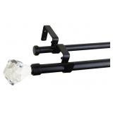 FURNISHLAND BLACK WINDOW CURTAIN DOUBLE ROD SET,