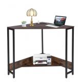 CYCLYSIO CORNER DESK WITH CHARGING STATION, BROWN