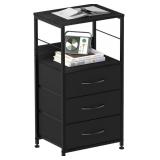 NOVIMANGO NIGHTSTAND WITH FABRIC DRAWERS, 15.75 X