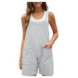 OLEDA WOMENS XL ROMPER WITH POCKETS, LIGHT GREY