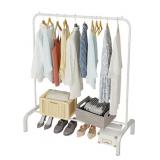 METAL CLOTHES RACK, WHITE, (MISSING INSTRUCTIONS)