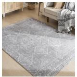 SONGMICS AREA RUG GREY LIGHT STAINING 84IN X 59IN