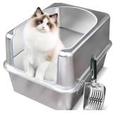 AOTHEY STAINLESS STEEL LITTER BOX WITH METAL LID