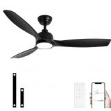 52 INCH CEILING FAN WITH LIGHTS, BLACK WITH