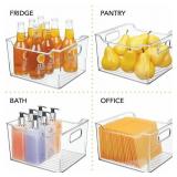 4 PACK MDESIGN PLASTIC STORAGE BINS WITH HANDLES