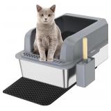 STAINLESS-STEEL-CAT-LITTER-BOX WITH LID