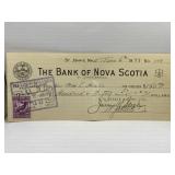 WWII CANADA CANCELED BANK CHEQUE WITH STAMP