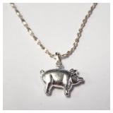 SILVER PIGGY 18"  NECKLACE