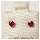 14K YELLOW GOLD RUBY(0.9CT)  EARRINGS, MADE IN