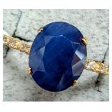 10K YELLOW GOLD 1.89G BLUE SAPPHIRE 3.5CT & LAB