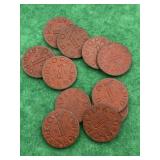 WW II RATION TOKENS 12 PCS