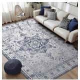 LAISE AREA RUG NON-SLIP 8X10FT, BLUE