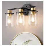 EDISHINE BATHROOM LIGHT FIXTURES, 3-LIGHT BLACK