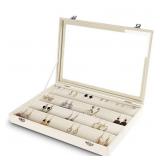 FREBEAUTY EARRING ORGANIZER TRAY WITH CLEAR LID,