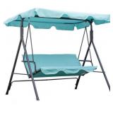 3 SEATER PATIO SWING CHAIR, LIGHT BLUE. MODEL