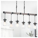 EJERLYA 6 LIGHT MASON JAR CHANDELIER 30IN