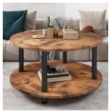 VERFARM 2-TIER 23.6IN ROUND COFFEE TABLE, RUSTIC