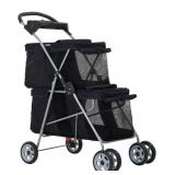 PET STROLLER C-220- BLACK 30X20X40IN BLACK WITH