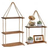 ZOOFOX HANGING WOOD SHELVES, 2-TIER & 3-TIER,