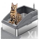 SUSSIPAWS STAINLESS STEEL CAT LITTER BOX,