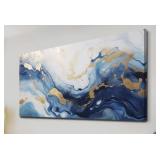 VGROZIRH BLUE ABSTRACT CANVAS WALL ART, 20X40IN