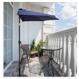 9FT HALF ROUND OUTDOOR PATIO TABLE UMBRELLA