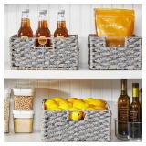 MDESIGN GRAY WASH BRAIDED WEAVE PANTRY BASKET,