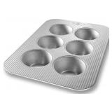 USA PANS 1265TM 6-WELL TEXAS MUFFIN PAN, SILVER,