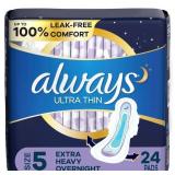 ALWAYS MAXI OVERNIGHT PADS WITH WINGS FOR WOMEN,